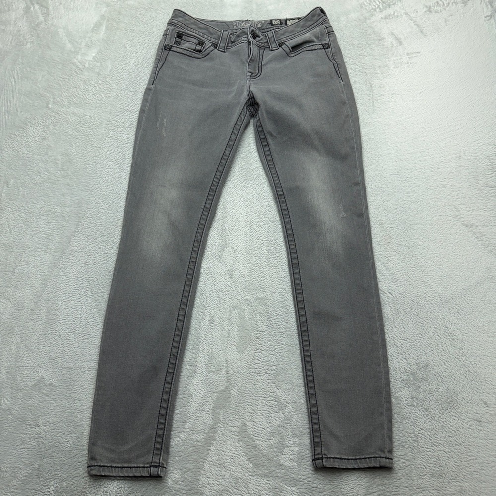 Miss Me Jeans Womens 28 Gray Standard Skinny Low Rise Faded Denim Pants